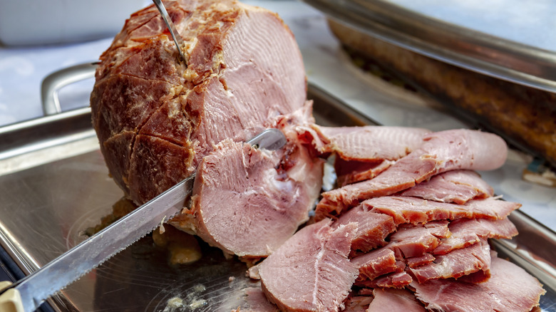 Slicing whole ham