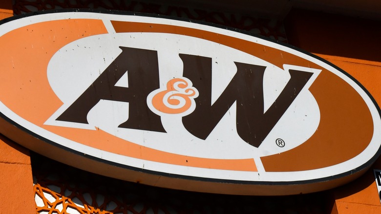 Sign at an A & W restaurant