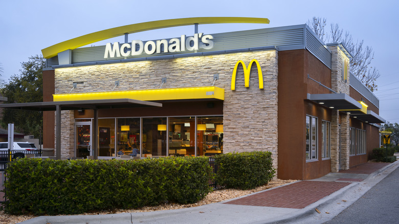 Exterior of a McDonald's at dusk