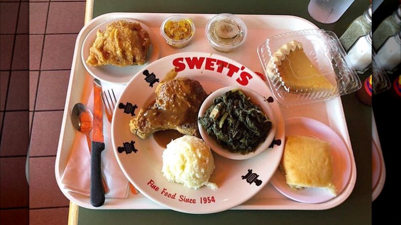 Swett's cafeteria tray with Southern food and sides