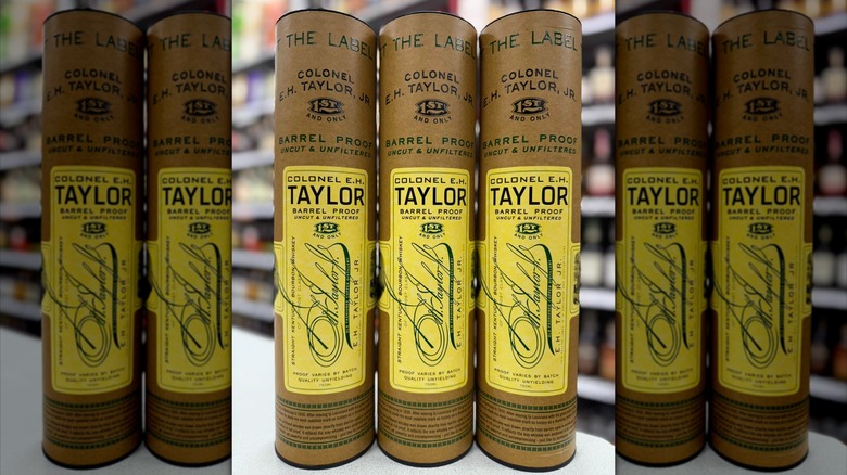Three bottles of Colonel E.H. Taylor Jr. Barrel Proof mirrored image