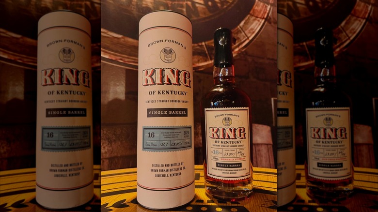 King of Kentucky broubon bottle and canister on bartop