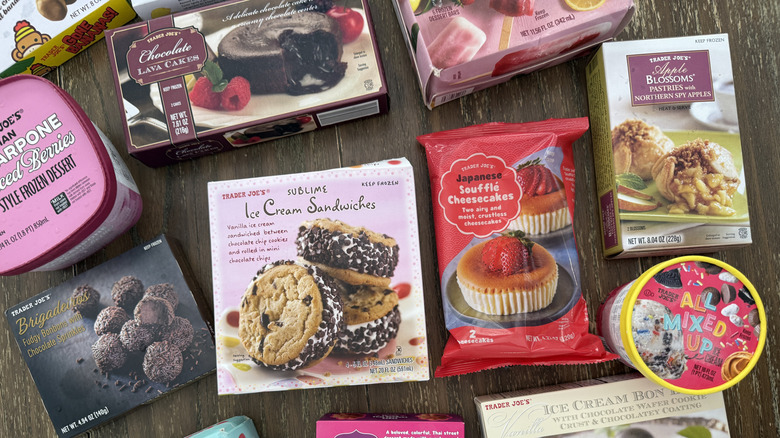 Trader Joe's Frozen Desserts on wooden table
