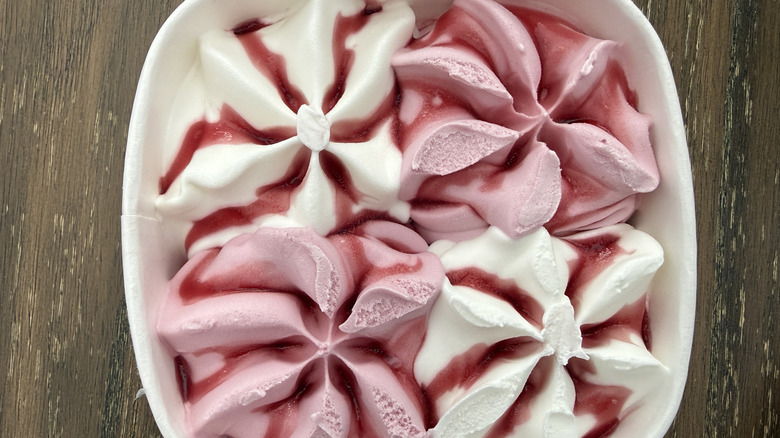 Top view of Trader Joe's Italian Mascarpone and Mixed Berries on wooden table