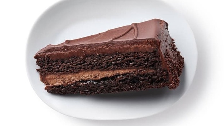 Ikea restaurant chocolate cake on an oval white plate