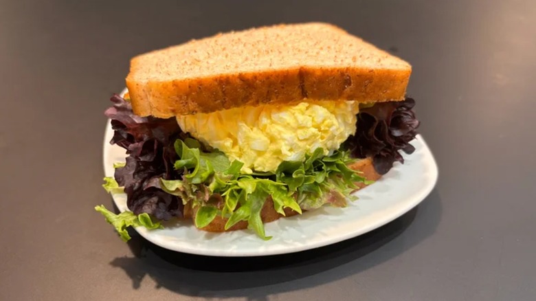 Ikea restaurant egg salad sandwich on a white plate