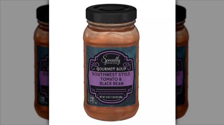 jar of Specially Selected Southwest style tomato and black bean soup.