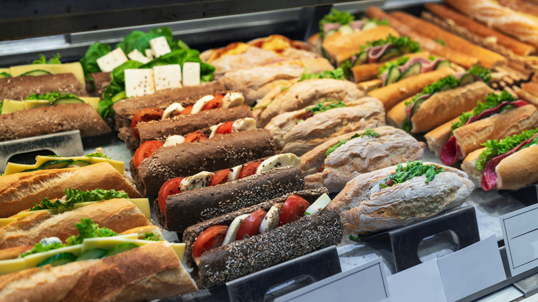 display of sandwiches