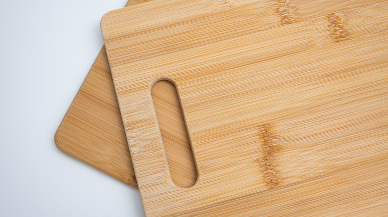 Bamboo cutting boards on a white background