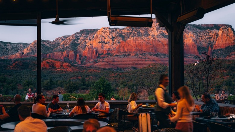 Mariposa restaurant overlooking red cliffs, Sedona, Arizona