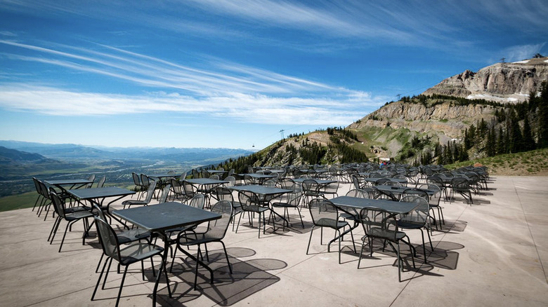 Piste Mountain Bistro outside terrace, Jackson Hole, Wyoming