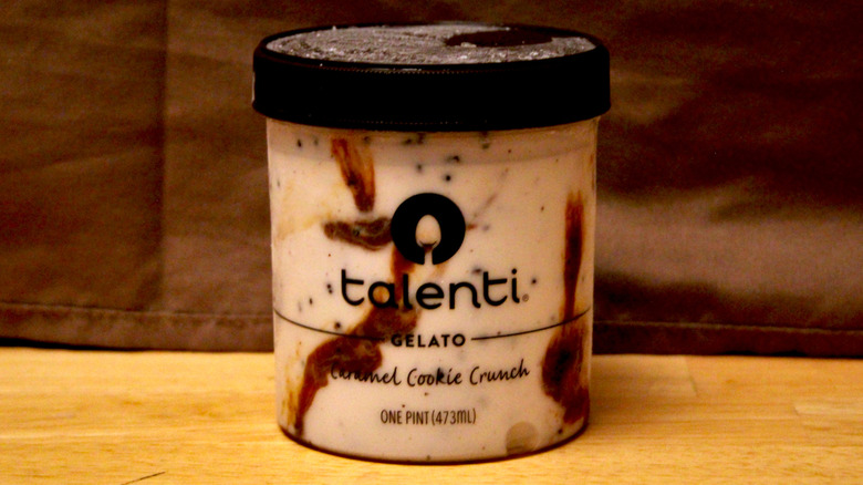 A pint of Talenti Caramel Cookie Crunch Gelato