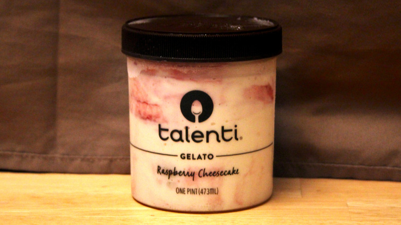 A pint of Talenti Raspberry Cheesecake gelato