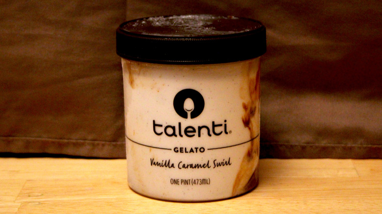 A pint of Talenti Vanilla Caramel Swirl Gelato
