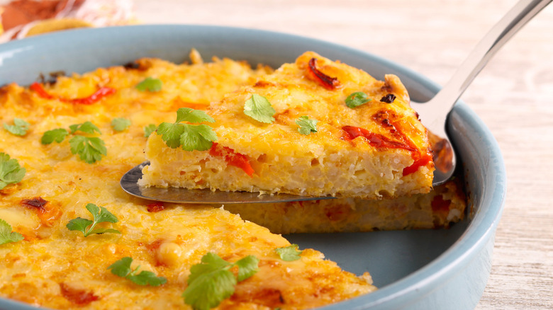 Slice of rice and pepper frittata