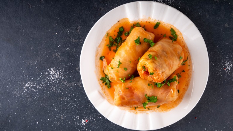 Plate of stuffed cabbage