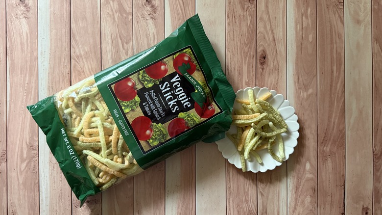 a bag and plate of Veggie Sticks