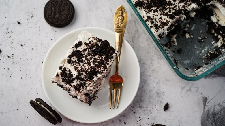 Slice of icebox cake