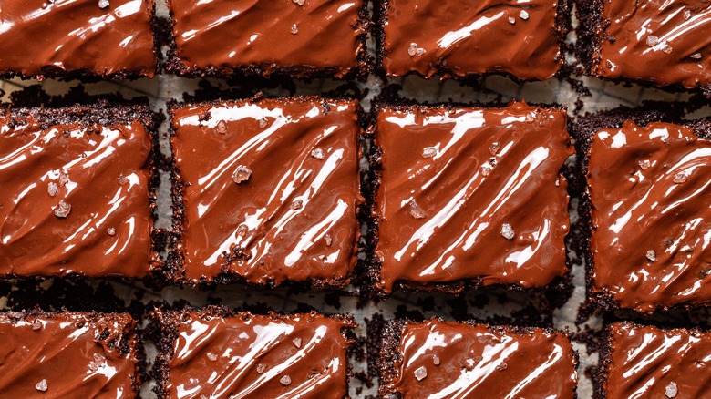 Slices of chocolate cake