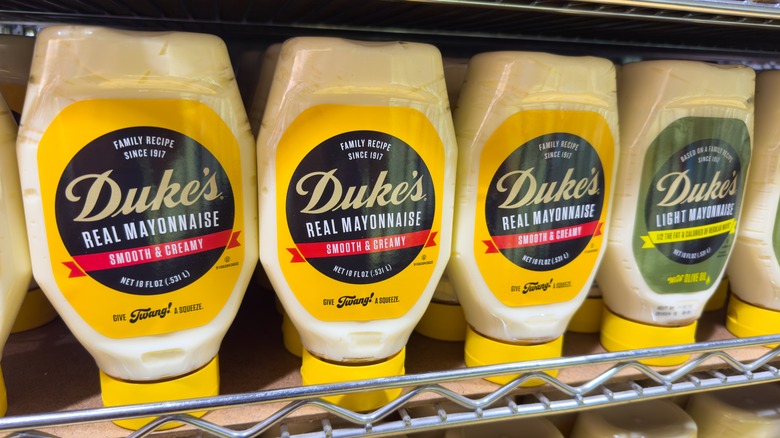 Row of Duke's mayo in store