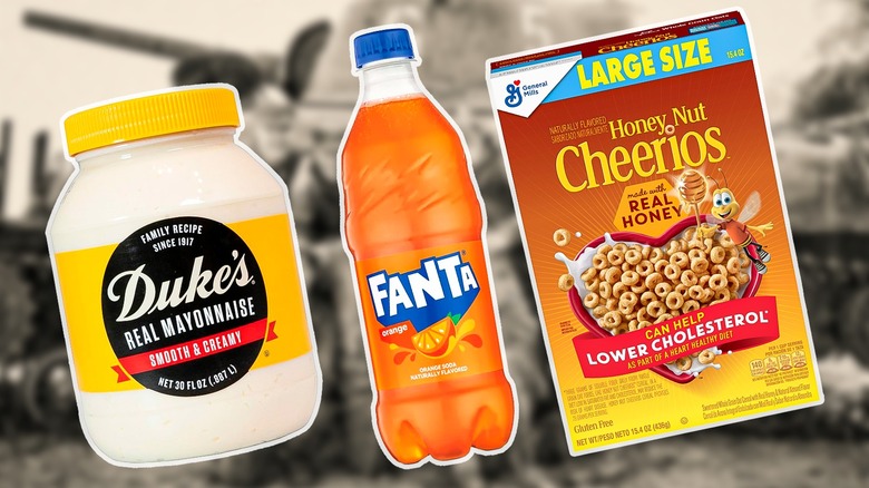Duke's mayo, Fanta, and Cheerios