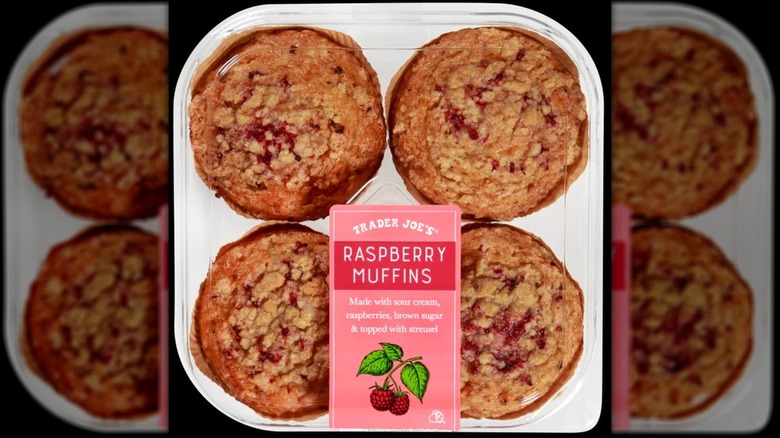 Pack of four Trader Joe's raspberry muffins