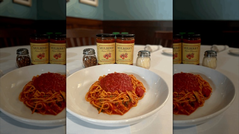 Pasta and marinara sauce from Mulberry Italian Risorante