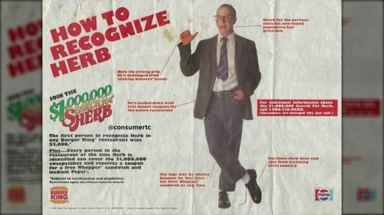 Herb promotion from Burger King in the 1980s