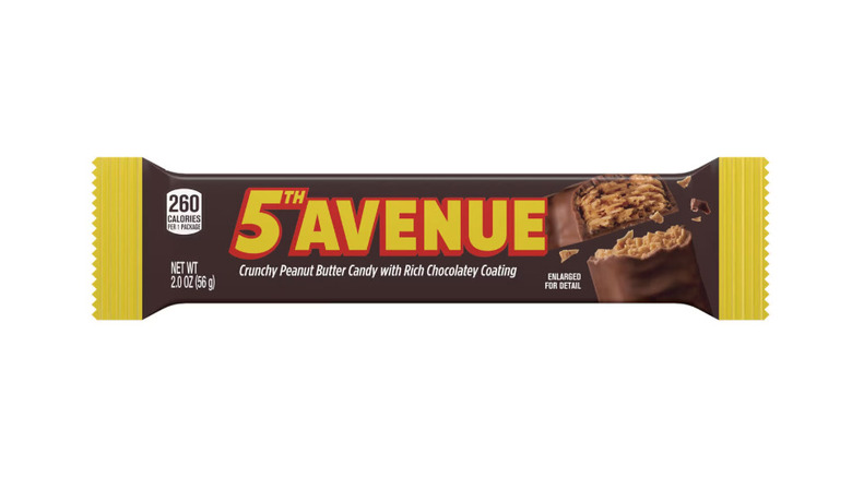 A 5th Avenue candy bar on a white background