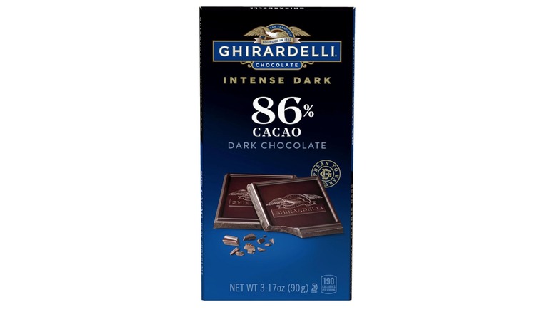 Ghirardelli Intense Dark Chocolate 86% Cacao on a white background