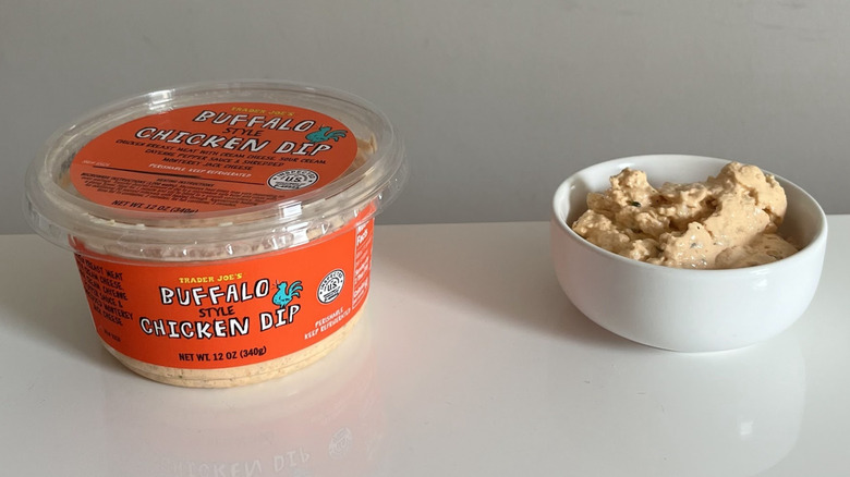 A container of Trader Joe's Buffalo Style Chicken Dip