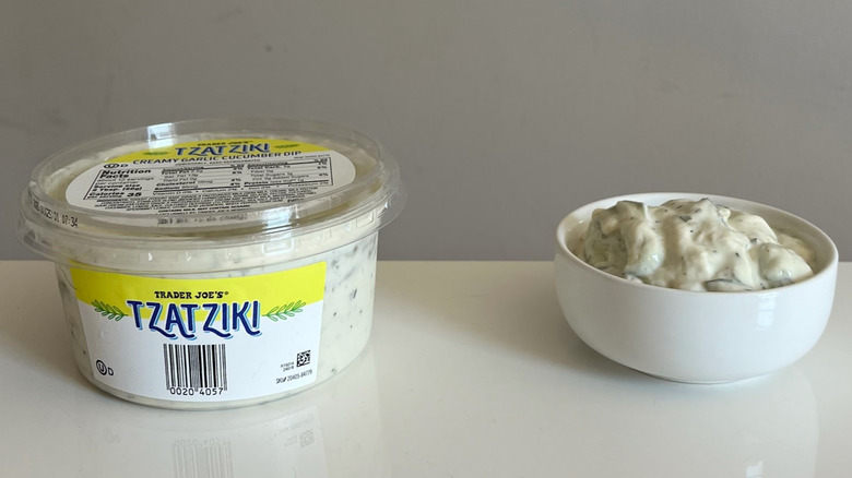 A tub of Trader Joe's Tzatziki
