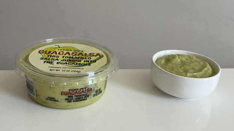 A tub of Trader Joe's Guacasalsa