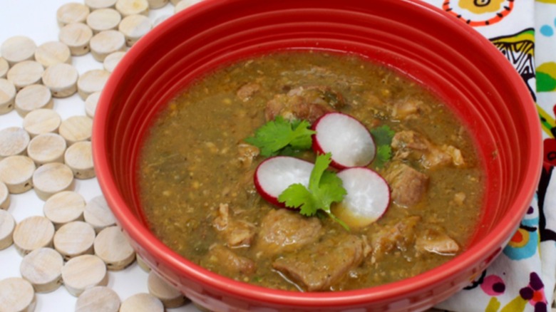 Bowl of pork chili verde