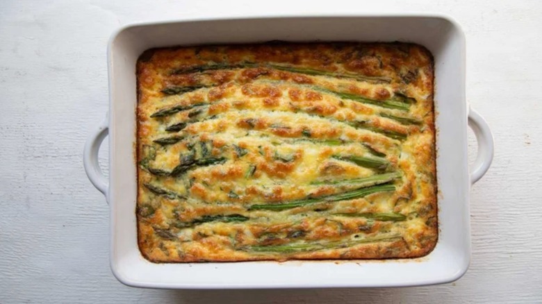 Casserole dish of egg bake