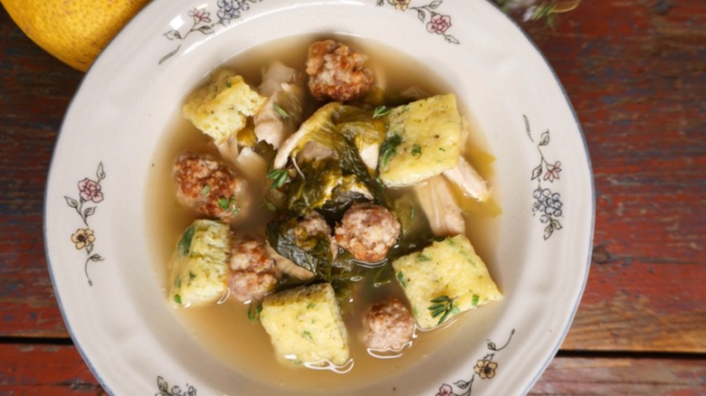 Bowl of Italian wedding soup