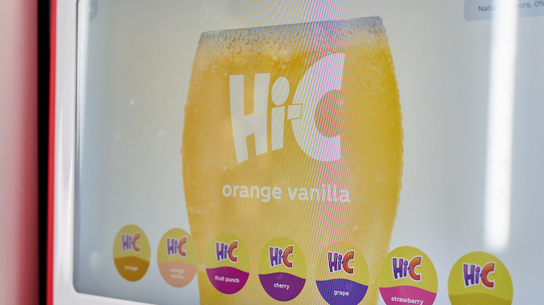Hi-C orange vanilla on the Coke freestyle screen