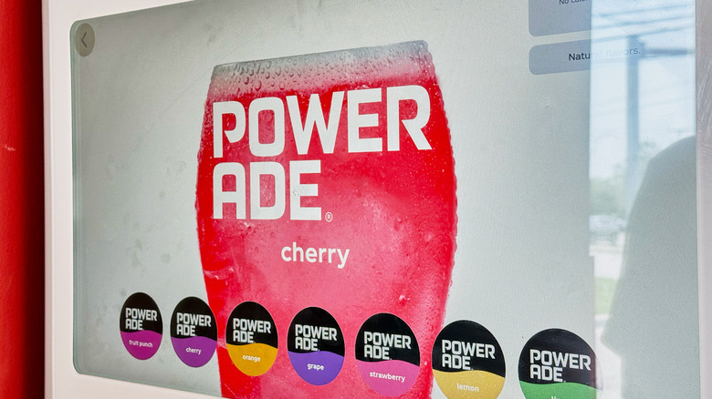 Powerade cherry on Freestyle screen
