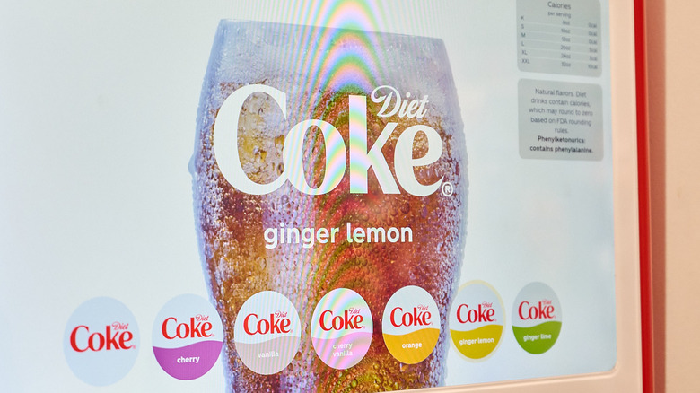 Diet Coke ginger lemon on the freestyle screen