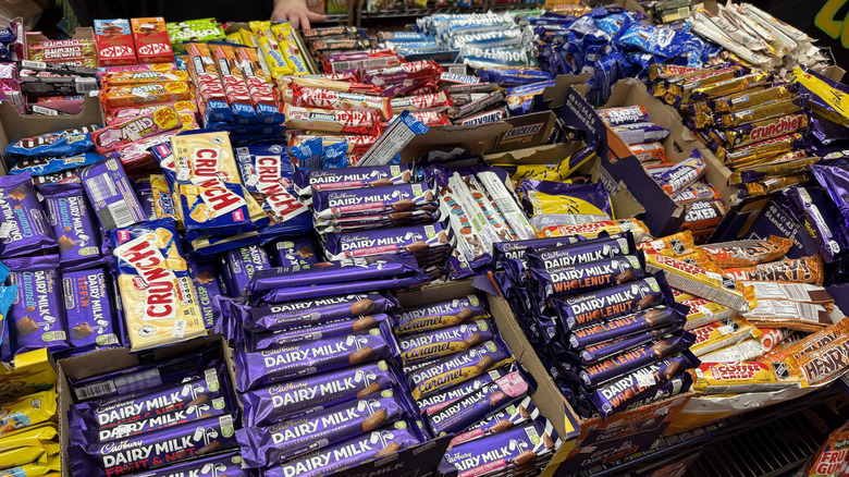 A pile of Cadbury bars