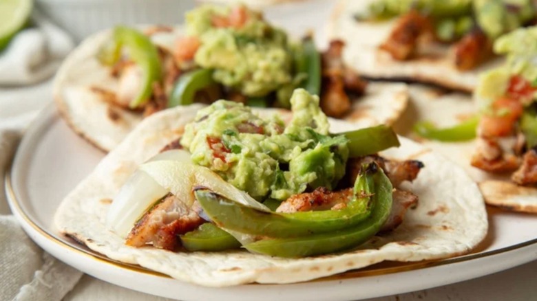 Chicken fajitas on a plate