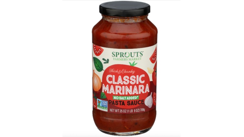 jar of Sprouts brand no salt marinara sauce