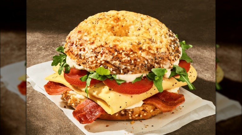 The Wake-Up BLT Asiago Everything Bagel Stack from Panera