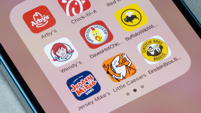 A Jersey Mike's icon on a mobile phone among other chain restaurant apps.