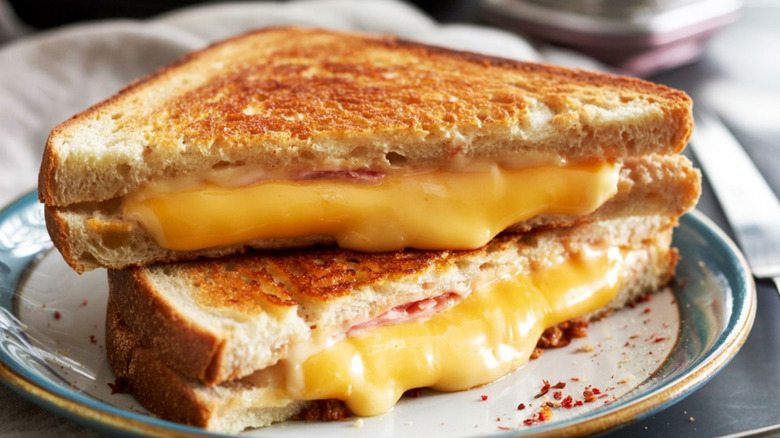 Melted American cheese on a sandwich