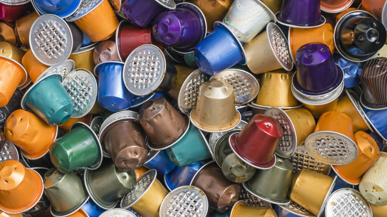 A pile of used Nespresso pods.