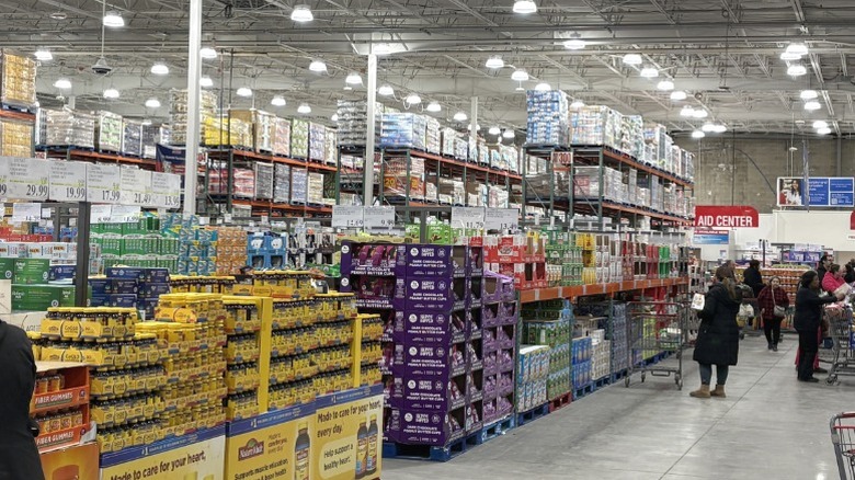 The interior of a Costco.
