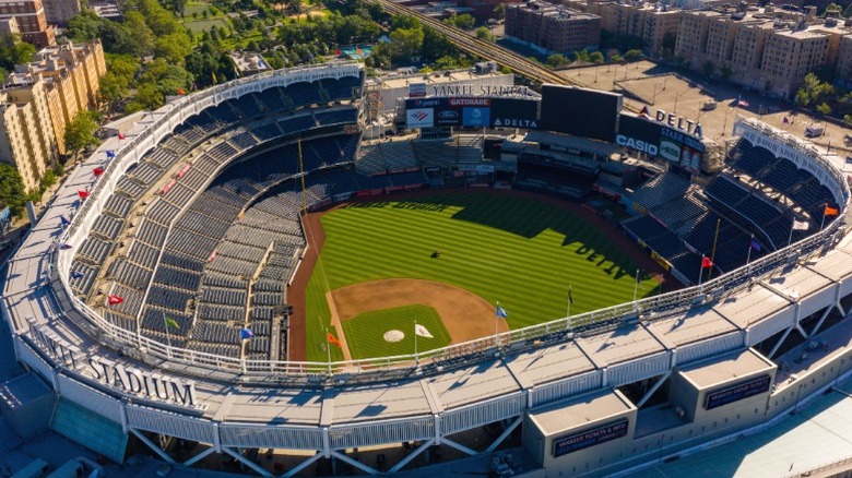 An aerial view of Yankee Stadium.