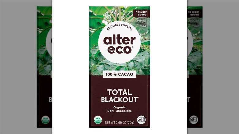 Alter Eco 100% Cacao Total Blackout chocolate bar on a white background.