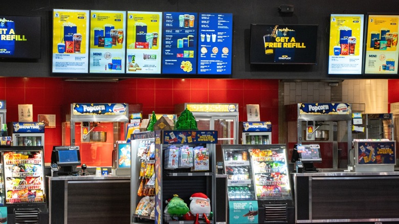 A movie theater concession stand.